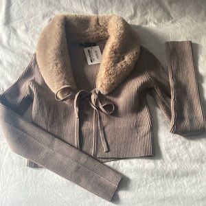 Cotton Candy LA mauve fur trim sweater